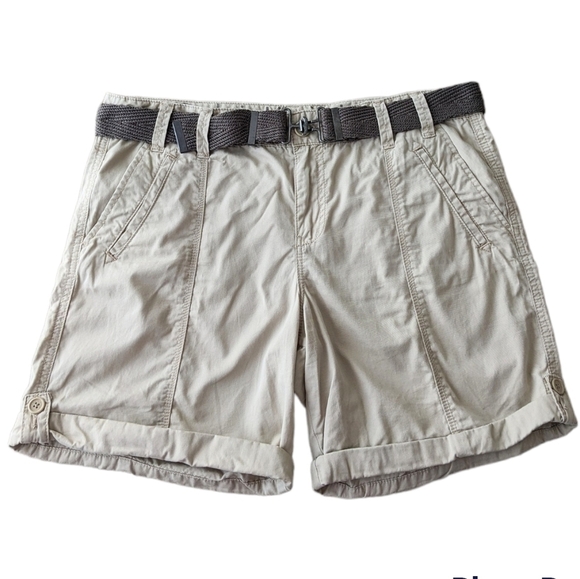 CALVIN Klein cotton safari belted shorts with pockets beige tan color size 10 B1 - Picture 1 of 9